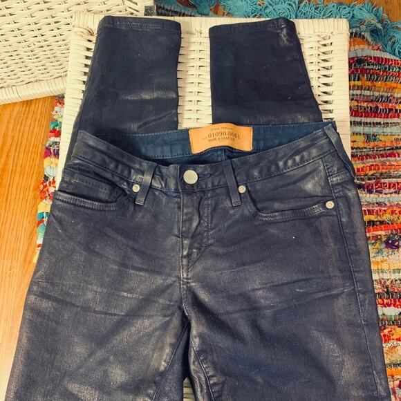 LEVIS MADE & CRAFTED NAVY BLUE GLAZED COTTON JEANS 25 - Picture 3 of 8